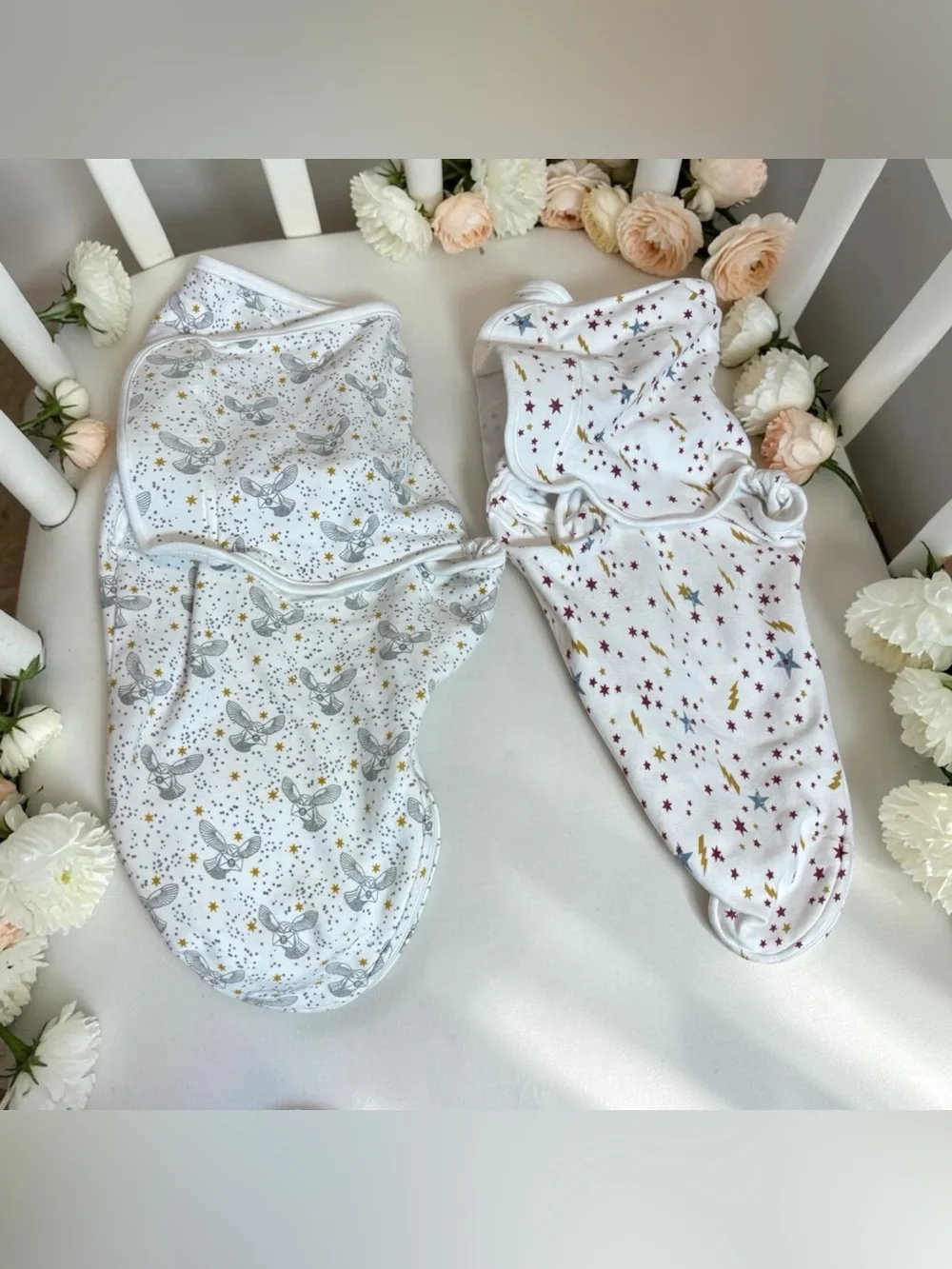 2 Aden Anais Harry Potter Easy Swaddle Wraps Size 0-3M Red Gold Star Lightning
